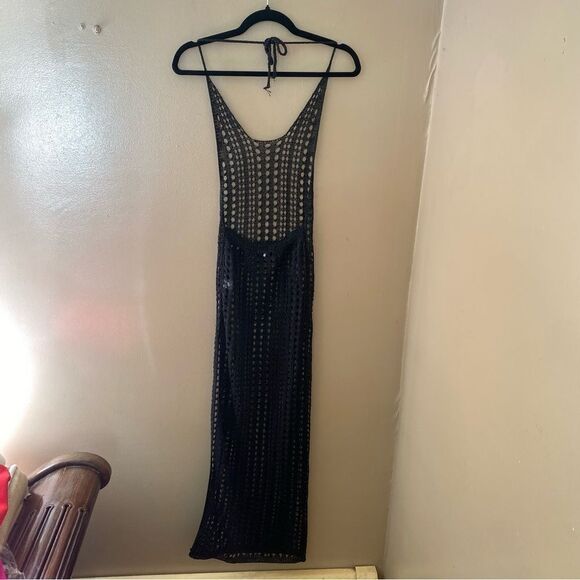 Superdown Renata Dress black sheer halter swim cover up mesh midi maxi Revolve - Picture 10 of 10